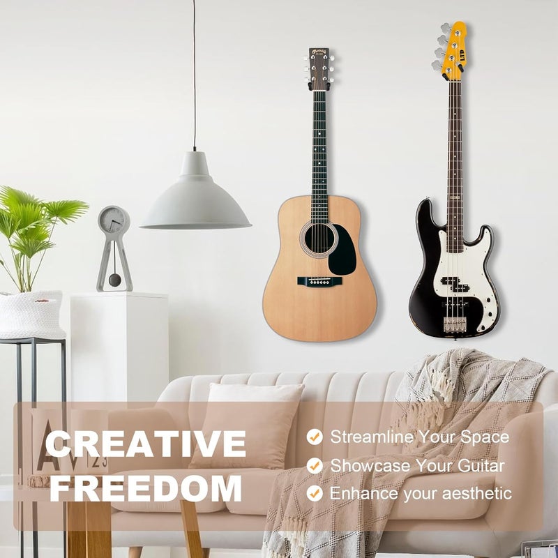 Bandpop Guitar Wall Mount - Black Walnut Guitar Hanger with 5pcs Picks for Acoustic, Electric, Bass, Banjo, Mandolin - Image 5